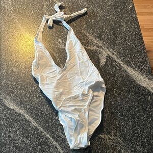 Nasty Gal White Halter One Piece Swimsuit